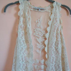 Zara Trafaluc Sheer Cream Vest